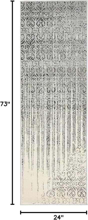 Unique Loom Del Mar Collection Area Rug - Jennifer (2' x 6' 1" Runner, Gray/ Black)