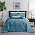 CHIXIN Bedspread Coverlet Set Queen Size - Lightweight Bedding Cover - Beautiful Stitching - 5 Piece Reversible Bedspread - Luxury Damask Paisley Pattern (Queen, Lagoon)