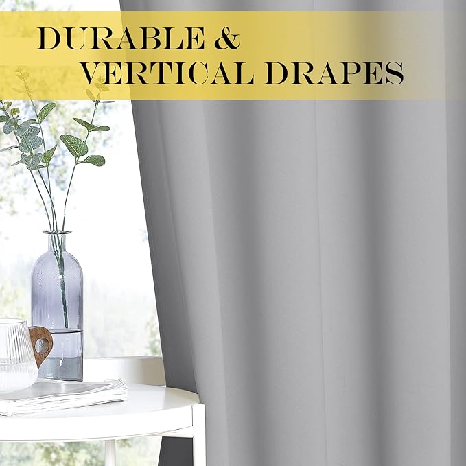 NICETOWN Blackout Curtain Drape 84 inches Length - Light Reducing Thermal Insulated Solid Grommet Blackout Window Treatment for Living Room (Silver Grey, 1 Piece, W66 x L84)