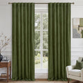 LAMIT Sage Green Velvet Curtains 108 Inches Long for Living Room, Luxury Thermal Insulated Blackout Panels Back Tab and Rod Pocket Room Darkening Drapes for Bedroom, 2 Panels, 52 x 108 Inch