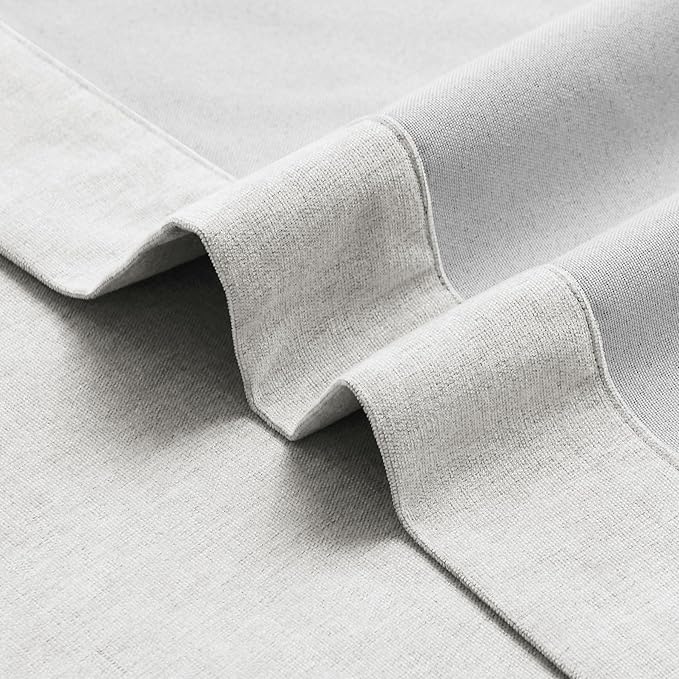 Macochico 100% Blackout Chenille Curtains Thermal Insulated Noise Reducing Velvet Draperies for Living Room Bedroom Hotel White Blackout Curtains Grommet Top with Tieback 84" Wx84 L 1 Panel