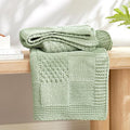 Amélie Home Checkered Chenille Knit Throw Blanket for Couch, Classic Texture Decorative Soft Blanket for Sofa, Chair & Bedroom, 60"x80", Sage Green