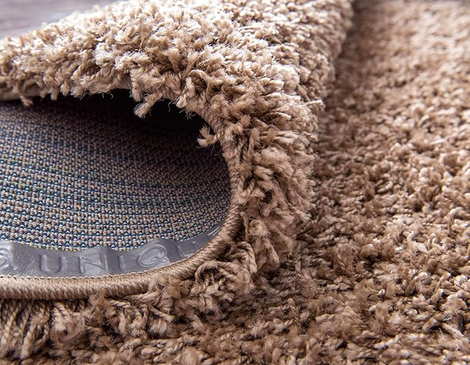 Unique Loom Solid Shag Collection Area Rug (7' 1" x 10' Rectangle, Sandy Brown)