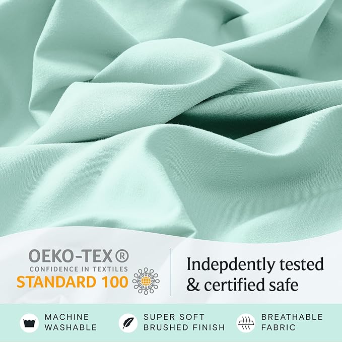 LuxClub 3 PC Twin XL Sheet Set, Deep Pockets Wrinkle Free Cooling Bed Sheets Hotel Bedding for Women, Men, Kids & Teens, Includes 1 Fitted Sheet, 1 Flat Sheet and 1 Pillowcase-Silky Soft Aquamarine
