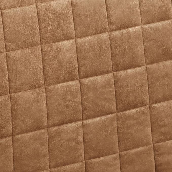 Camden Luxury Bedding | Neutral Camel Color | Fitted Hollywood Daybed Bedding | Faux Suede Box Quilted Design | 5 Piece Set Includes Hollywood Cover, 2 Bolster Shams, and 2 Bolster Pillows