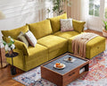 ABCASA 102.6" Modular Sectional Sofa, L Shaped Couch Set for Living Room, 3-Seater Comfy Cloud Couches with Movable Storage Ottoman,DIY Combination - Chenille Yellow