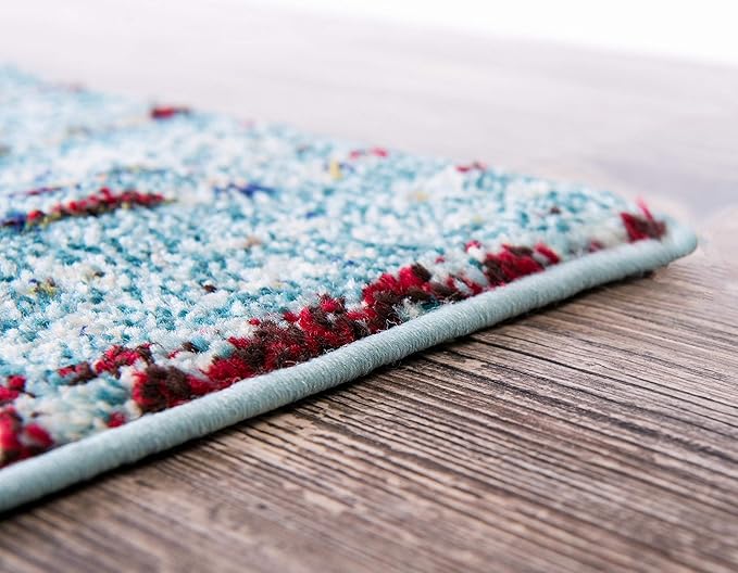 Unique Loom Solid Shag Collection Area Rug (2' 7" x 10' Runner, Deep Aqua Blue)