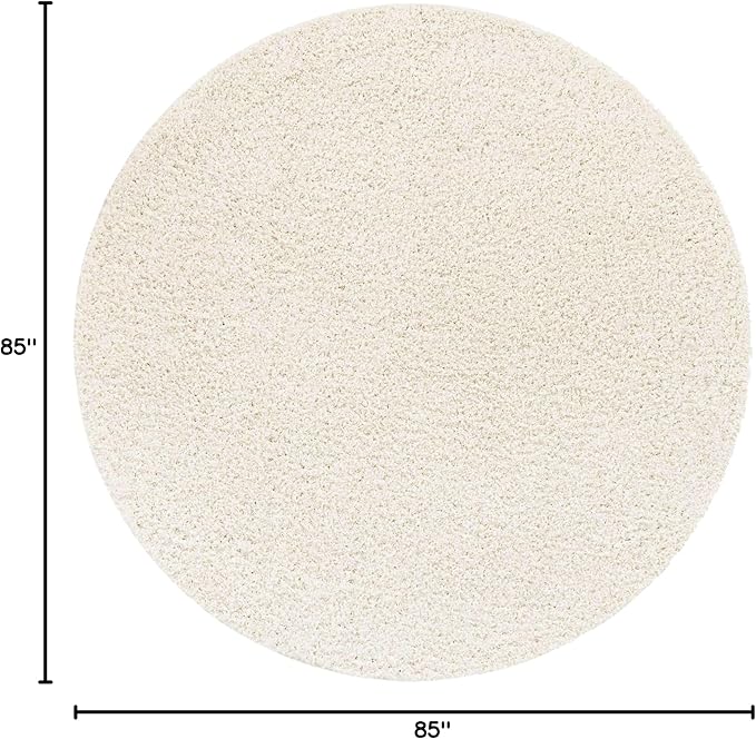 Unique Loom Solid Shag Collection Area Rug (7' 1" Round, Snow White)