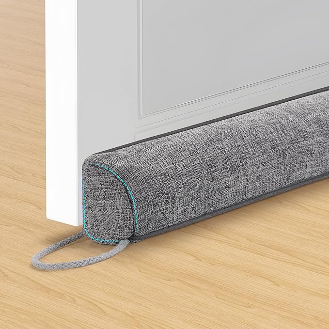 Door Draft Stopper Weighted Triangular Draft Stoppers for Bottom of Door 38" Underdoor Draft Blocker Seal Guard for Window Sill All-Season Gap Filler for Cold Air, Noise, and Light, Grey