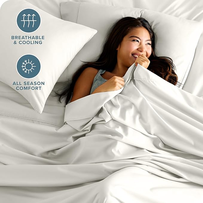 Bare Home Hotel Luxury Queen Sheet Set, Extra Soft - 6 Piece Set - Deep Pockets - Easy Fit - Cooling & Breathable - Wrinkle, Fade, Stain Resistant - Includes 4 Pillowcases (Queen, Cream)