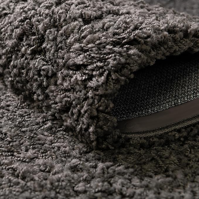 Unique Loom Solid Shag Collection Area Rug (5' 1" x 8' Rectangle Graphite Gray)