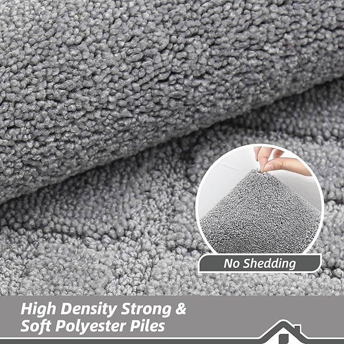 BEQHAUSE Door-Mat-Non-Slip Dirt Trapper Door Mats Low-Profile Front Door Mat Absorbent Floor Mats for Entryway Washable Mud Resistant Home Entrance Doormat,Light Grey,24"x36"