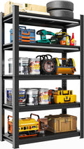 Storage Shelves, Garage Metal Shelving Unit, Adjustable, Double-Layer Column with Reinforced Ribs, Heavy-Duty, Capable of Bearing 3000 lbs, Suitable for Garage, Warehouse, Kitchen Storage