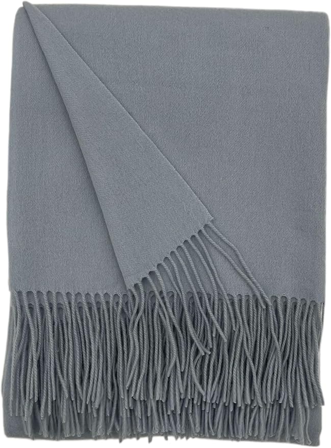 Alashan Cashmere Blend Ripple Finish Woven Throw (Blue Haze)