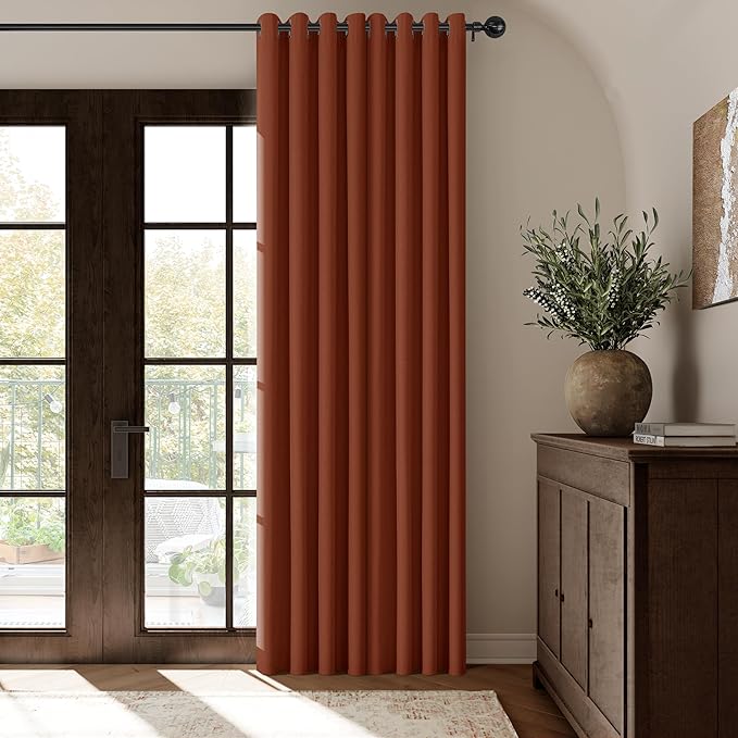 ChrisDowa 100% Blackout Terracotta Solid Curtains 84 Inches Long 2 Panels for Bedroom Living Room,Farmhouse Room Darkening Thermal Insulated Soundproof Grommet Top Window Treatment Drapes,52x84