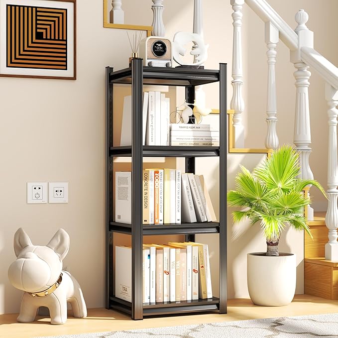 Storage Shelves, Garage Metal Shelving Unit, Adjustable, Double-Layer Column with Reinforced Ribs, Heavy-Duty, Capable of Bearing 2400 lbs, Suitable for Garage, Warehouse, Kitchen Storage
