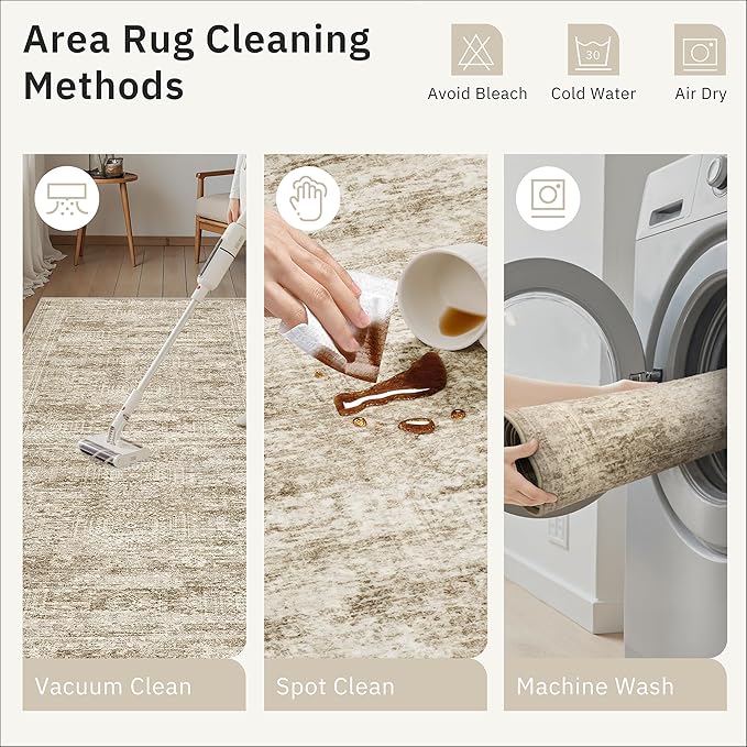 Runner Rug 2'x8' Washable Non-Slip Runner Rugs for Kitchen Bathroom Laundry Room Brown Vintage Floor Carpet Runners for Hallway Entryway