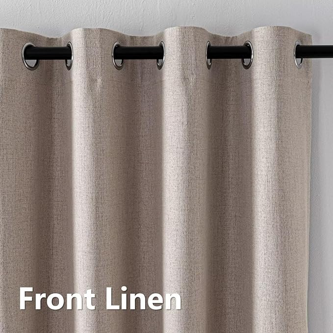 100% Blackout Curtains 96 Inch Length 2 Panels Set, Black Out Curtains for Living Room, Beige Thermal Insulated Grommet Drapes Bedroom Luxury Decor Privacy(37W × 96L inch, Beige)