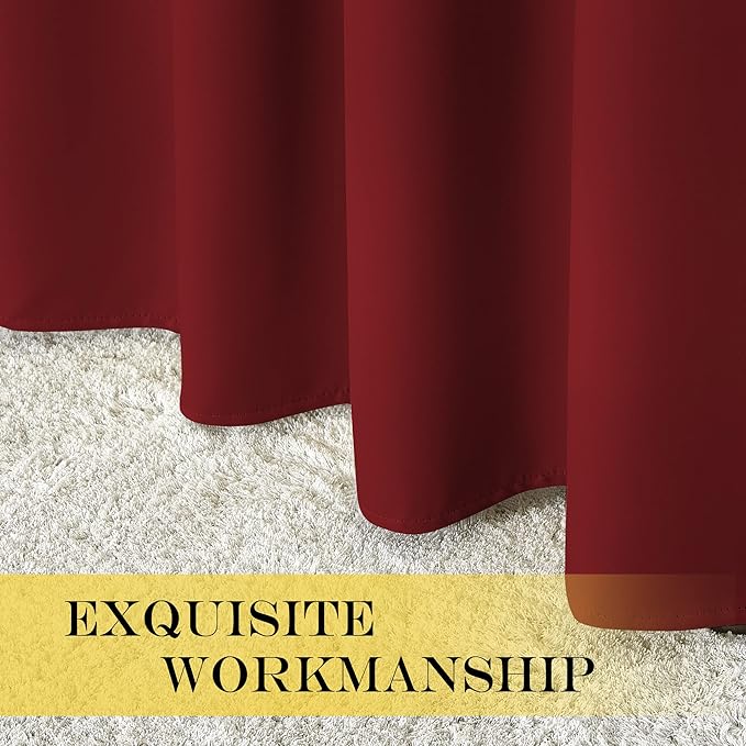 NICETOWN Room Divider Curtain 132 Inches Long, Wide Blackout Sliding Door Curtain for Bedroom, Room Darkening Privacy Window Curtain for Patio Door (1 Panel Set, Burgundy Red, 80 x 132 Inch)