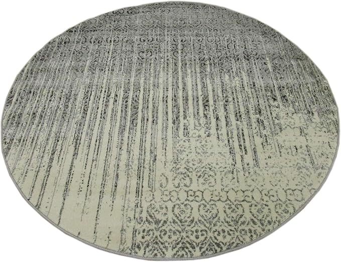Unique Loom Del Mar Collection Area Rug - Jennifer (6' 1" Round, Gray/ Black)