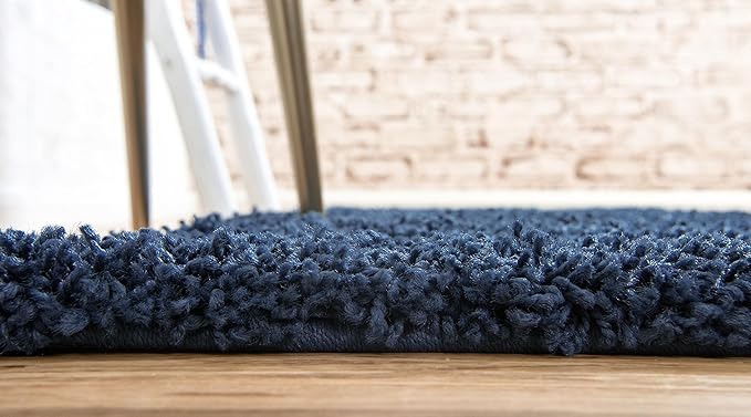 Unique Loom Solid Shag Collection Area Rug (2' 7" x 10' Runner Sapphire Blue/Navy Blue)
