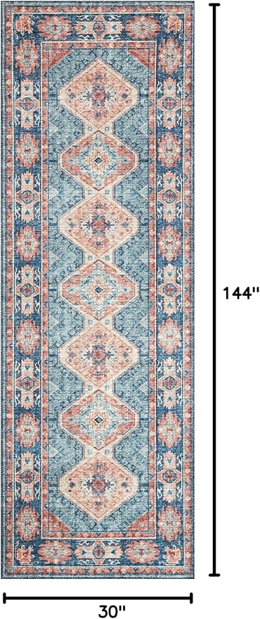Loloi Skye Collection SKY-03 Turquoise/Terracotta 2'-6" x 12'-0" Runner Rug