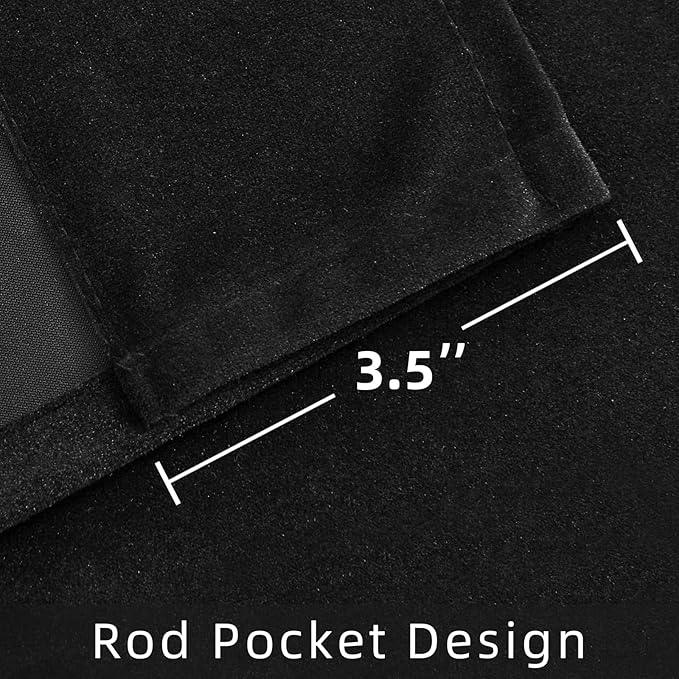 Joydeco Velvet Curtains 108 inches Long 2 Panels, Luxury Blackout Thermal Insulated Super Soft Rod Pocket Window Drapes for Bedroom Living Dining Room, Black, W52 x L108