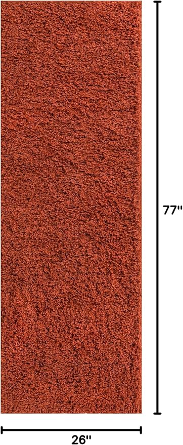 Unique Loom Solid Shag Collection Area Rug (2' 2" x 6' 5" Runner, Terracotta)