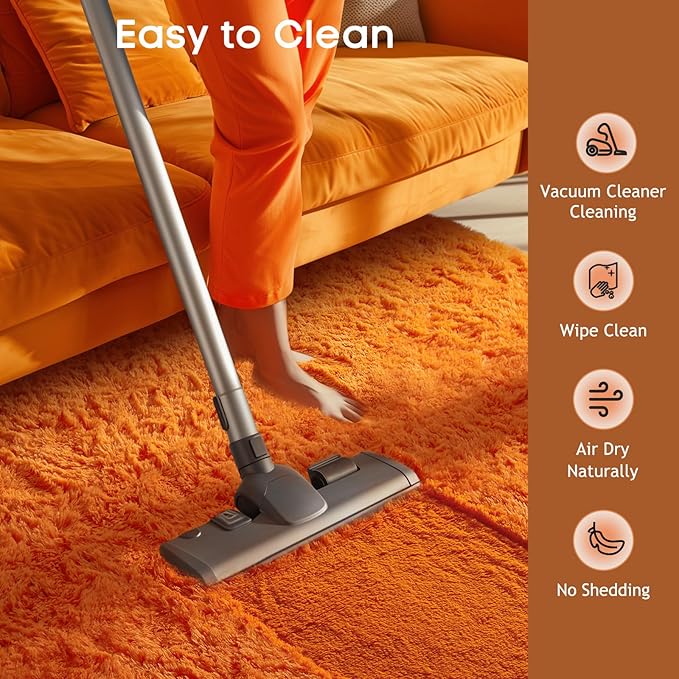 Ophanie Orange Rugs for Living Room Bedroom, 6x9 Fluffy Fuzzy Furry Carpet, Plush Soft Shaggy Bedside Indoor Floor Area Rug for Kids Girls Boys Baby Teen Dorm Nursery Home Decor Aesthetic