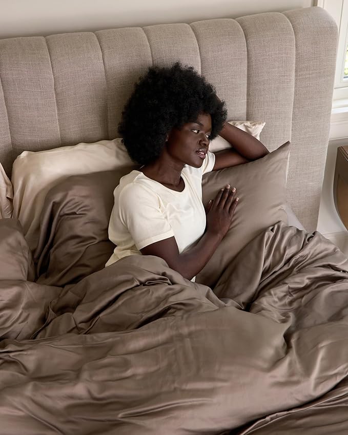 Cozy Earth Luxury Bed Sheet Set - 100% Viscose from Bamboo Fabric, Ultra-Soft & Breathable, Fits Regular & Deep Pocket Mattresses up to 20" - 5 Pieces Split King Sheet Set Walnut
