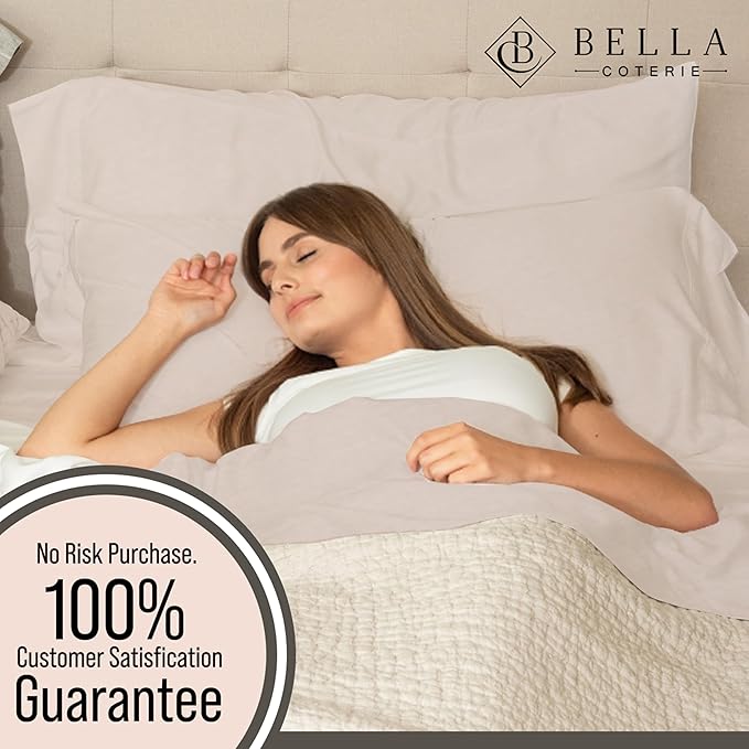 Bella Coterie Luxury Bamboo Viscose Twin Size Sheet Set | 100% Organically Grown | Ultra Soft | Cooling for Hot Sleepers | 18" Deep Pocket [Dune]