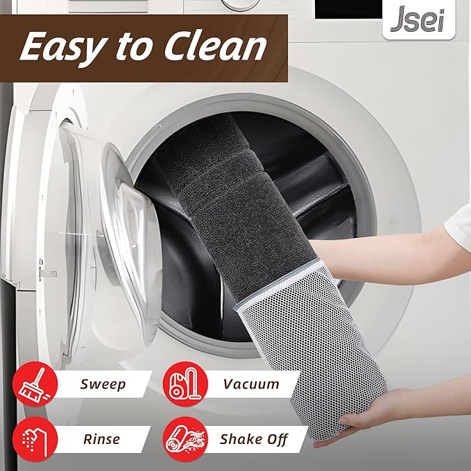 JSEI Entryway Rugs Doormat 20"x32", Non-Slip Dirt Trapper Door Mats Indoor, Washable Absorbent and Stain Resist Welcome Floor Mat for Front Door, Dog Door Mat, Muddy Wet Shoes & Paws, Dark Grey
