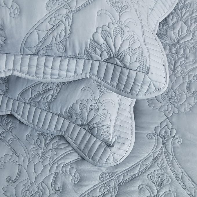 CHIXIN Microfiber Standard Pillow Shams Set of 2 - Quilted Decorative Pillow Covers - Light Grey - Size (20" x 26")