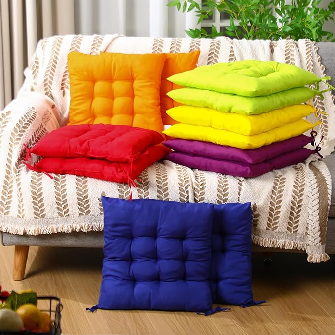 Geetery 12 Pcs Floor Pillows for Classroom Bulk Square Seating Cushions for Floor Chair School Kindergarten Reading Corner, 15.7'' Large Thick Meditation Cushions Yoga Nursery Daycare (Colorful)