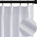 Topfinel White 100% Blackout Curtains 84 Inch Long 2 Panels Set, Pinch Pleat Flax Linen Room Darkening Sound Block Drapes with Hooks Rings for Track System Bedroom Living Room