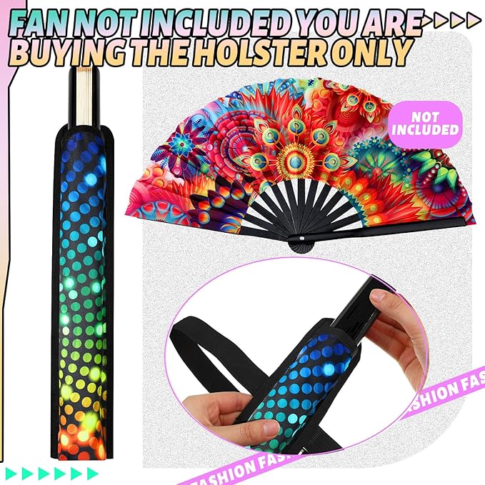 Summer Rave Fan Thigh Holster Rave Fan Holder Folding Hand Pouch Foldable Sleeves with Waist Belt for Thigh Party