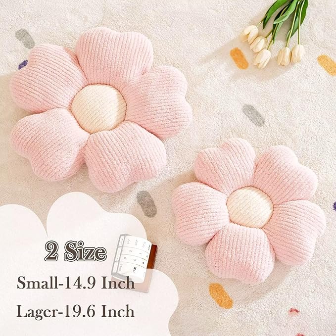 Kcvvcr Flower Throw Pillow, Cute Flower Shaped Pillow Decorative Throw Pillow for Bed Couch, Soft Daisy Pillows Floor Seating Cushion Cushions (14.9 Inch Light Pink)