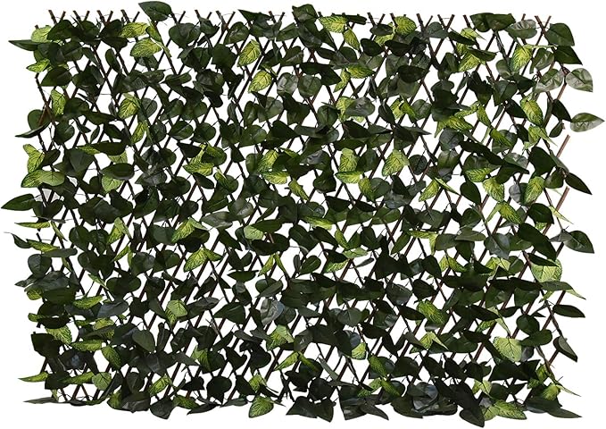 GLANT Expandable Fence Privacy Screen for Balcony Patio Outdoor,Decorative Faux Ivy Fencing Panel,Artificial Hedges (Single Sided Leaves) (4, Green-Verdant)