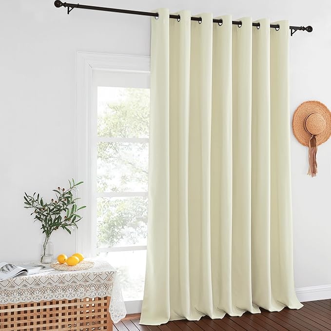 NICETOWN Beige Blackout Curtains for Bedroom/Living Room 132 Inch Length - Thermal Insulated Room Darkening Grommet Top Window Curtains (100 by 132 - Inch, 1 Panel)
