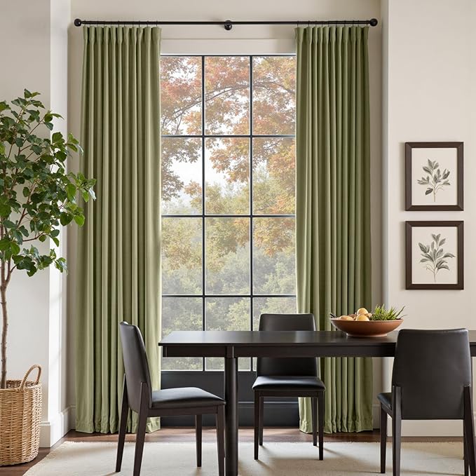 Lazzzy Velvet Blackout Curtains Thermal Insulated Room Window Drapes Super Soft Luxury Curtains for Living Room Bedroom Rod Pocket 2 Panels, Olive Sage, 62" W x 90" L