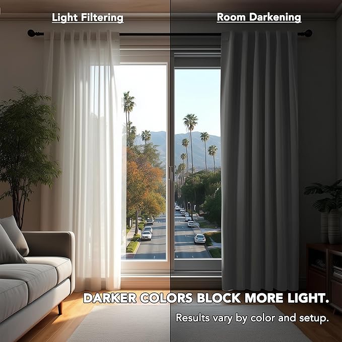 Deconovo Blackout Curtains, Thermal Insulated, W52 x L54 2 Panels, Back Tab, Machine Washable, Room-Darkening Drapes for Bedroom/Living Room Light Grey