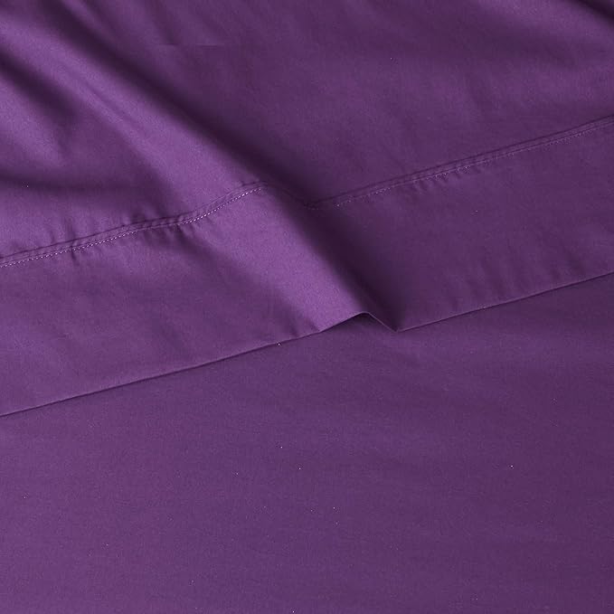 Amazon Basics Lightweight Super Soft Easy Care Microfiber 4 Piece Bed Sheets Set with 14-Inch Deep Pockets, Full, Plum, Solid