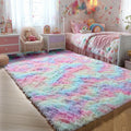 PAGISOFE Fluffy Colorful Rainbow Rugs for Bedroom Girls 5x7, Soft Unicorn Shag Cute Girls Room Rugs for Kids Playroom Living Room Nursery Home Decor, Furry Kawaii Princess Rug,Pastel Shaggy Rug Carpet