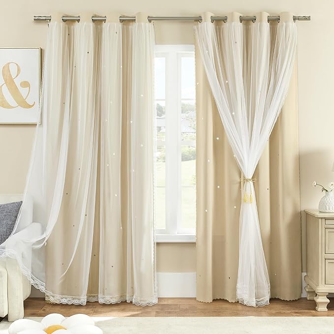 XiDi Curtains for Bedroom Decor Beige52/72/1