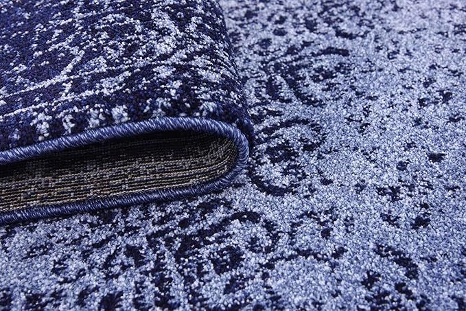 Unique Loom Del Mar Collection Area Rug - Jennifer (6' 1" Square, Blue/ Navy Blue)