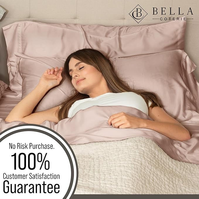 Bella Coterie 6 Piece Luxury Bamboo Viscose King Size Sheet Set | 100% Organically Grown | Cooling for Hot Sleepers | 18" Deep Pocket | Soft & Hypoallergenic | 4 Pillowcases [Dusty Rose]
