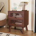 Nightstand, Side Table, End Table, Mid Century Modern Nightstand with Hollowed Drawers, Bedside Tables, Small Nightstands with Storage for Bedroom, Walnut
