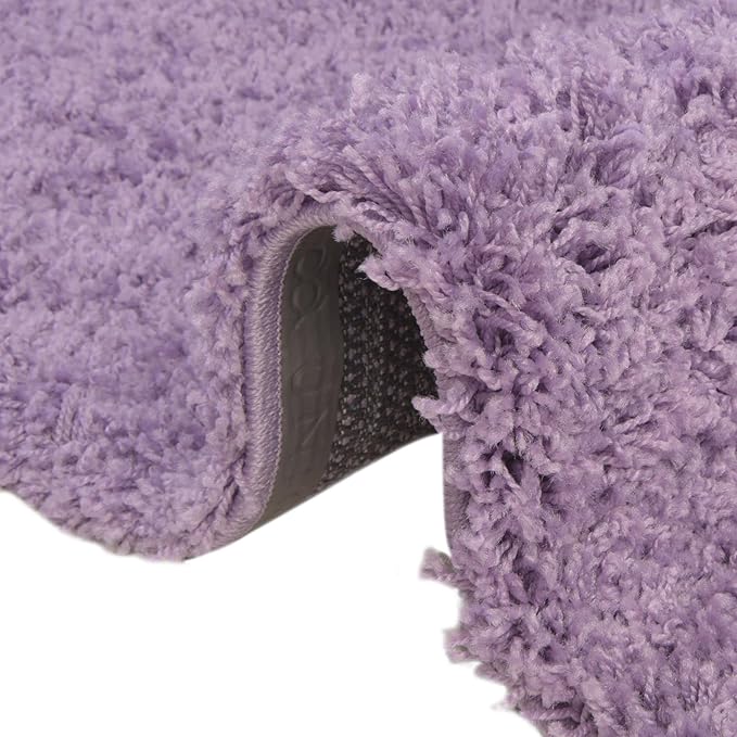 Unique Loom Solid Shag Collection Area Rug (3' 3" Round, Lilac)