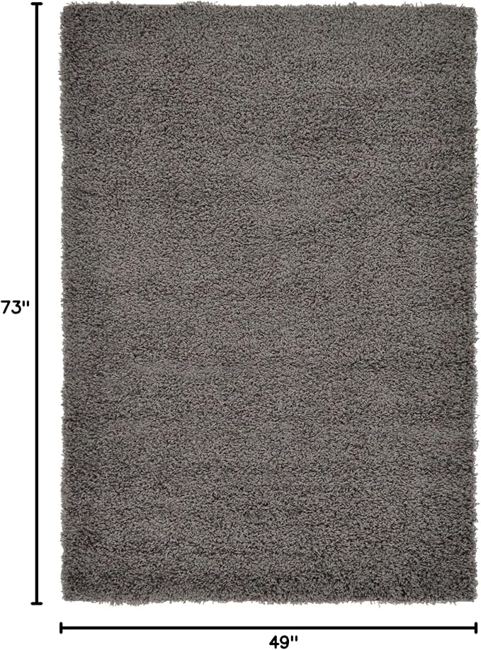 Unique Loom Solid Shag Collection Area Rug (4' 1" x 6' 1" Rectangle, Graphite Gray)