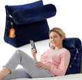 Cheer Collection Reading Wedge Pillow – TV Pillow with Adjustable Bolster Pillow, Memory Foam Back Support for Couch & Bed, Pillow Chair for Bed, Reading Pillows for Adults & Kids, Navy Blue